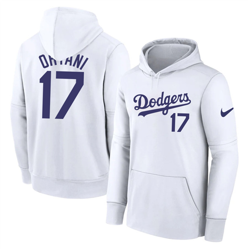 Los Angeles Dodgers White #17 Shohei Ohtani Name & Number Pullover Hoodie